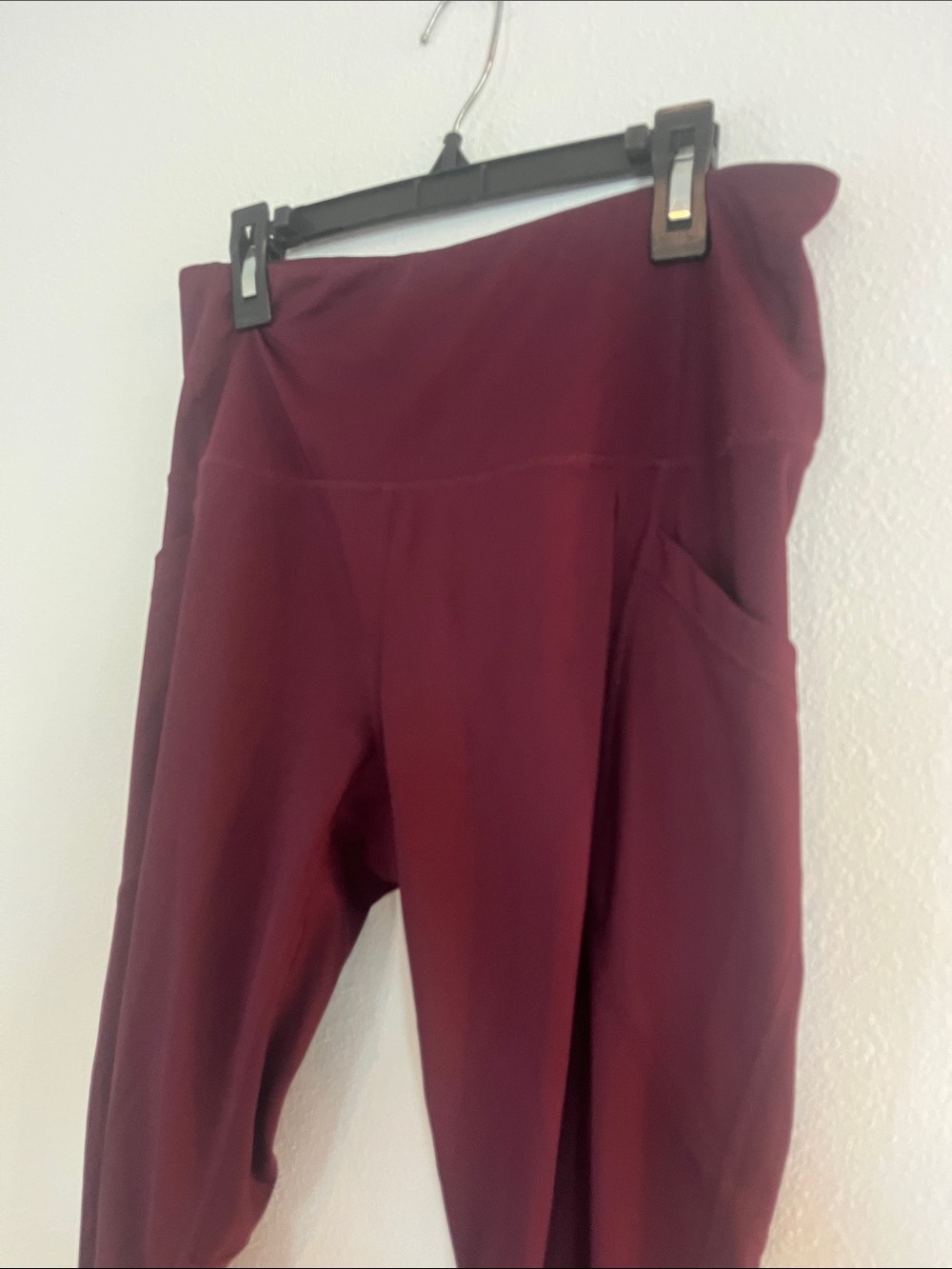 90 DEGREE BY REFLEX High-Waisted Burgundy Active Leggings - Picture 2 of 4